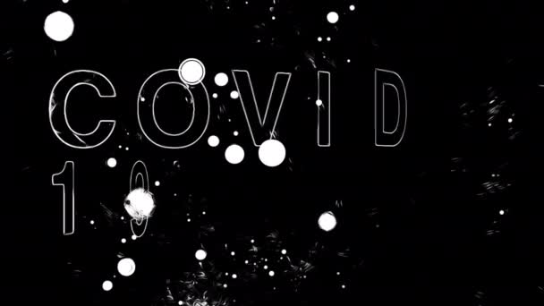 Dynamische Witte Tekst Covid Titel Animatie Zwarte Achtergrond Covid Coronavirus — Stockvideo