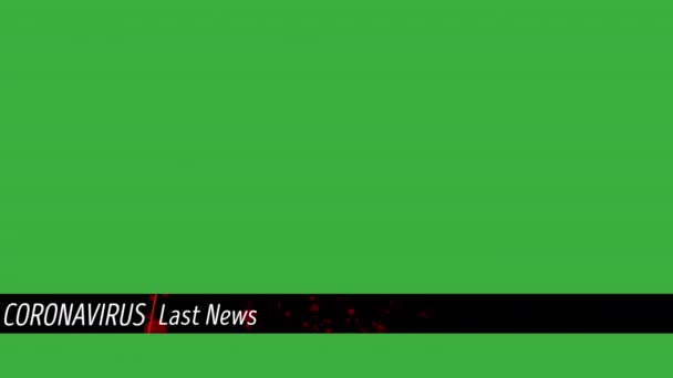 コロナウイルス最新ニュース低3番目 緑の画面の下の領域に配置されたグラフィックオーバーレイ — ストック動画