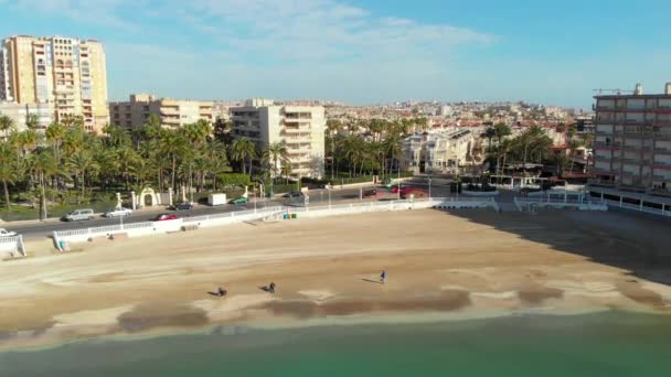 Punto Vista Del Dron Vacío Playa Los Locos Durante Cálido — Vídeos de Stock