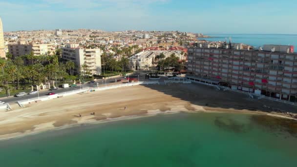 Punto Vista Del Dron Vacío Playa Los Locos Durante Cálido — Vídeos de Stock