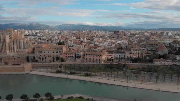Palma Mallorca Stadtbild Kathedrale Seu Von Santa Maria Königspalast Von — Stockvideo