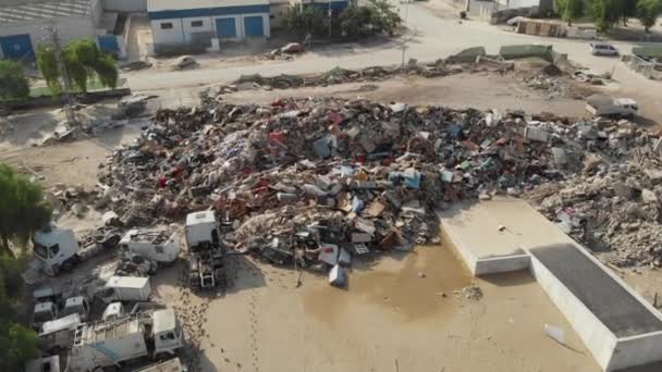 Sucata Aérea Aterro Resíduos Gota Fria Consequências Inundações Queda Fria — Vídeo de Stock