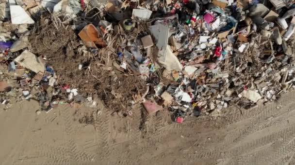 Vista Aérea Montón Vertederos Residuos Gota Fria Consecuencias Las Inundaciones — Vídeos de Stock