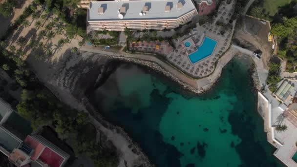 Drone Standpunt Mallorca Cala Vinyes Natuur Met Luxe Hotels Prachtige — Stockvideo