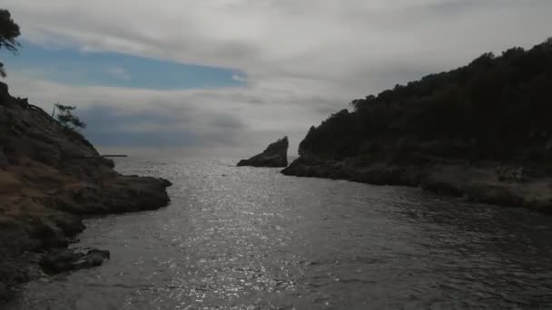 Drone Synvinkel Playa Cap Falco Vacker Exotisk Natur Mallorca Naturskönt — Stockvideo
