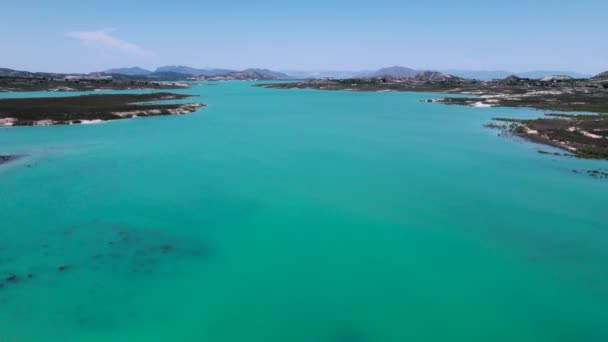 Drone Punto Vista Embalse Pedrera Gran Lago Color Turquesa Utilizado — Vídeos de Stock