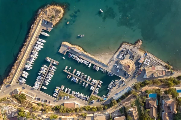 Drohnenblick Direkt Vom Hafen Von Cabo Roig Mit Angedocktem Luxusschiff — Stockfoto