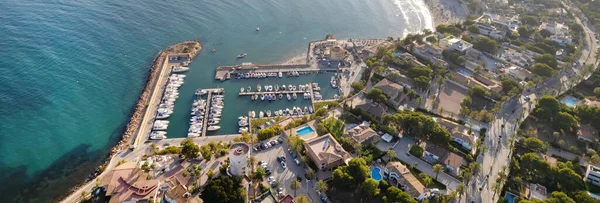 Panoramatické Širokoúhlý Obraz Drone Úhel Pohledu Cabo Roig Přístav Kotvící — Stock fotografie