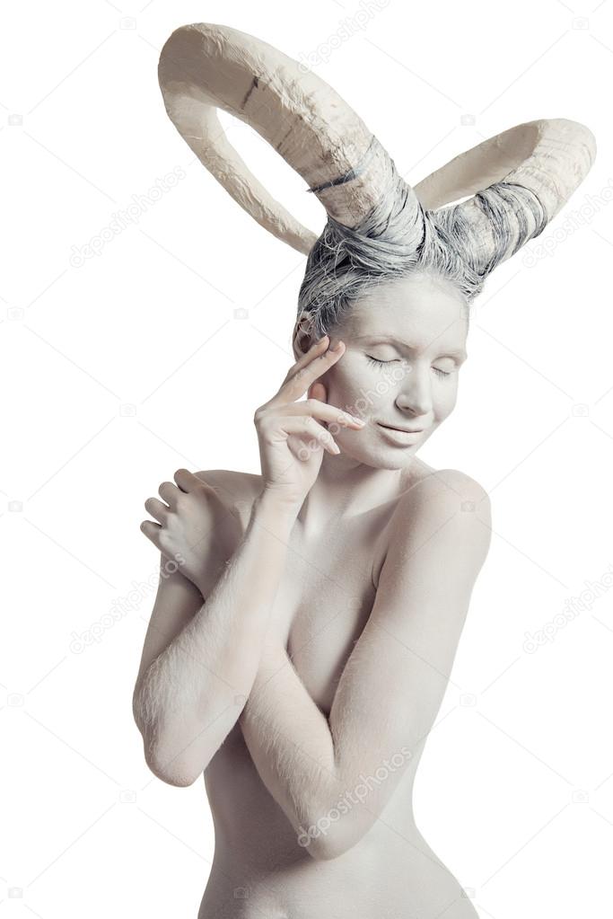 Woman with goat body-art