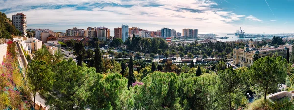 Panorama över Malaga stad. Andalusien, Spanien — Stockfoto