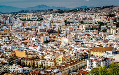Malaga cityscape. Andalusia, İspanya