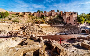 Malaga'da Roma Tiyatrosu. Andalusia, İspanya