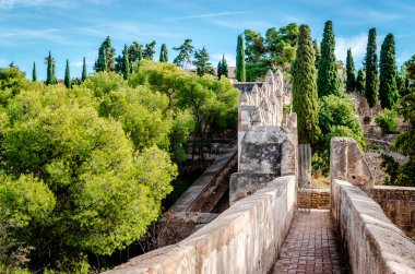 Gibralfaro Kalesi (Alcazaba de Malaga). Malaga şehir. İspanya