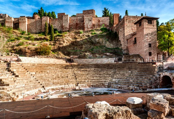 Den romerska amfiteatern i Malaga. Andalusien, Spanien — Stockfoto