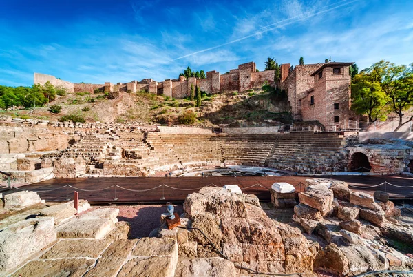 Den romerska amfiteatern i Malaga. Andalusien, Spanien — Stockfoto