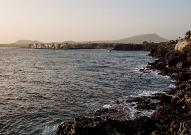 Costa del Silencio gün batımı. Tenerife, Kanarya Adaları. İspanya