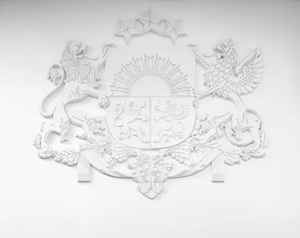 White bas-relief Coat of arms of Latvia — Stock Image White bas-relief Coat of arms of Latvia Stock Picture