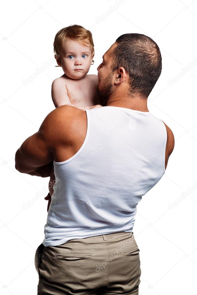 Athletic father with adorable little daughter