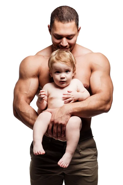 Athletic father with lovely little daughter — Stock Photo, Image