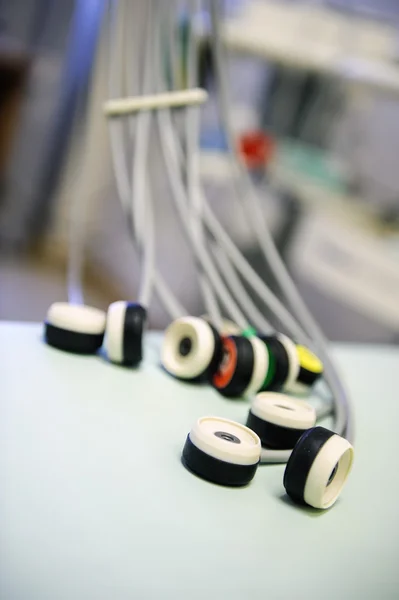 Close-up of electrocardiographic sensors — Stock Photo, Image