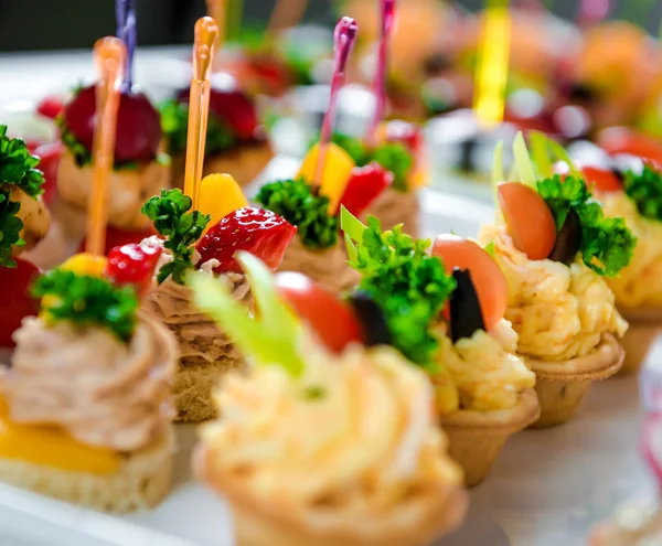 Tartlets with various fillings — Stok fotoğraf