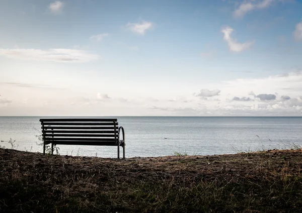 Bench on a Curonian Lagoon shore. Neringa, Lithuania — Stock Photo, Image