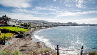 View of the Fanabe beach in Costa Adeje. Tenerife. Canary Islands clipart