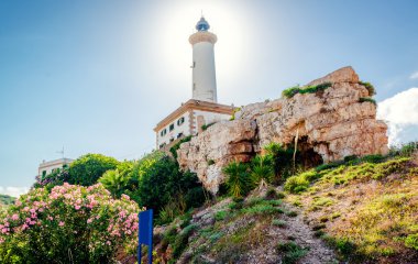 Faro de Botafoch feneri Ibiza bağlantı noktası şehirdeki