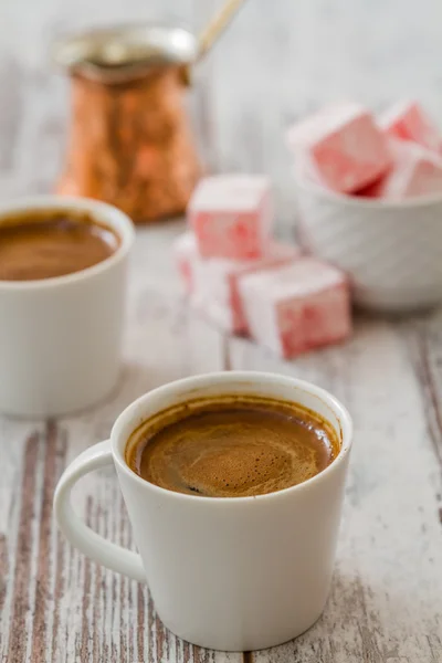 Turkse koffie met Turks fruit — Stockfoto