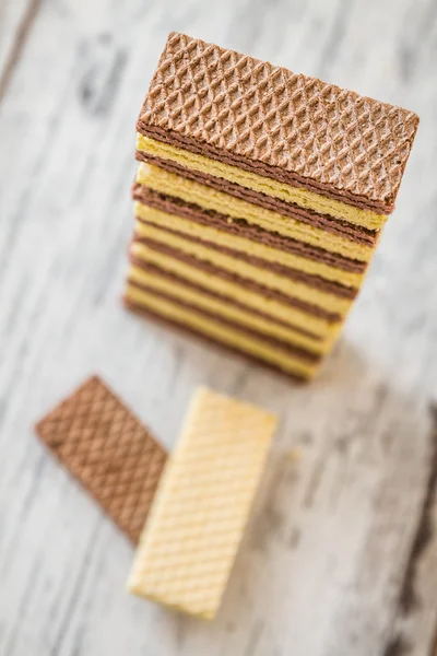 White and Black Wafer Biscuits — Stock Photo, Image