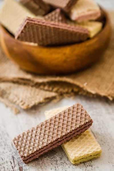 White and Black Wafer Biscuits — Stock Photo, Image