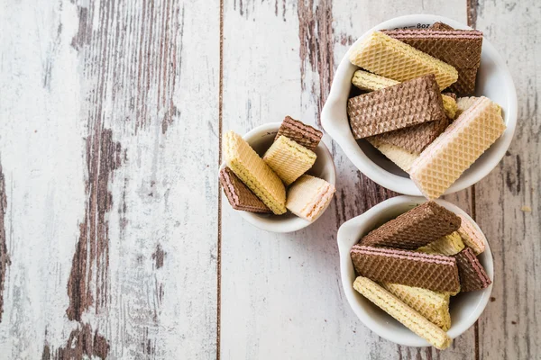 White and Black Wafer Biscuits — Stock Photo, Image