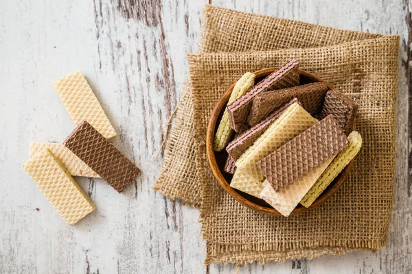 White and Black Wafer Biscuits — Stock Photo, Image