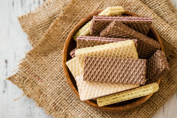 White and Black Wafer Biscuits — Stock Photo, Image