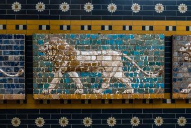 Lion on Babylonian Mosaic, Fragment of the Ishtar Gate in Istanb clipart