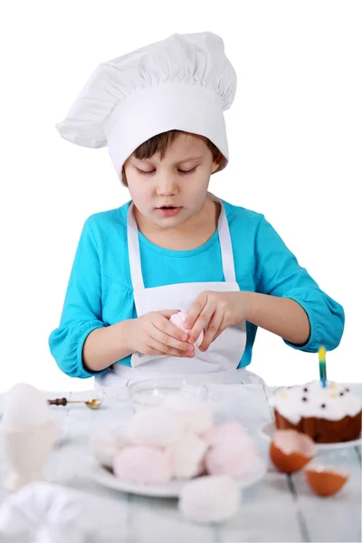 Маленька дівчинка в шапці шеф-кухар — стокове фото