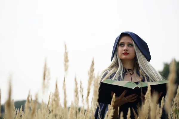 Bruja con un libro — Foto de Stock