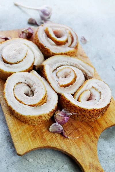 Lard in rolls — Stock Photo, Image