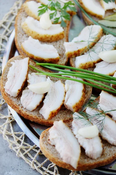 Lardo con ajo — Foto de Stock