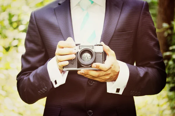 古い写真のカメラ、彩色 — ストック写真