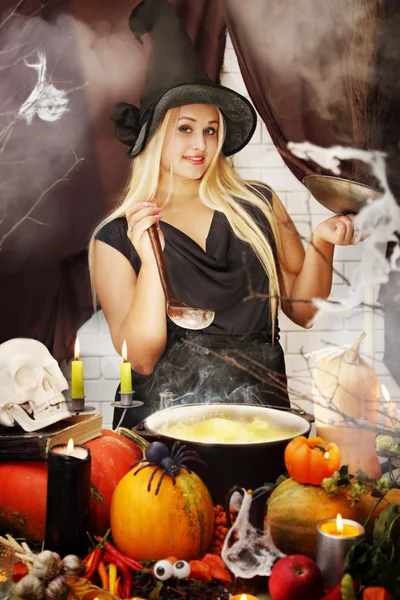 Witch with a ladle — Stock Photo, Image
