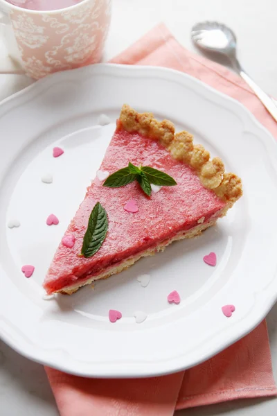 Piece of cake with hearts — Stock Photo, Image