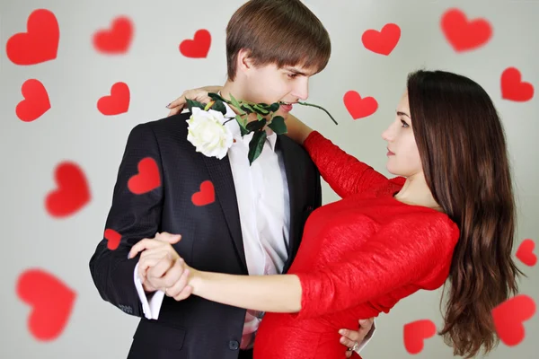 Couple in love dancing tango — Stock Photo, Image