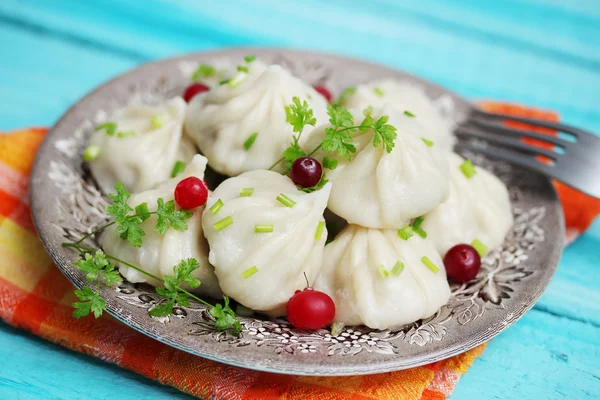 Khinkali with parsley — Stock Photo, Image