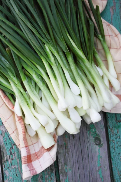 Fresh green onions, top view — Stock Photo, Image