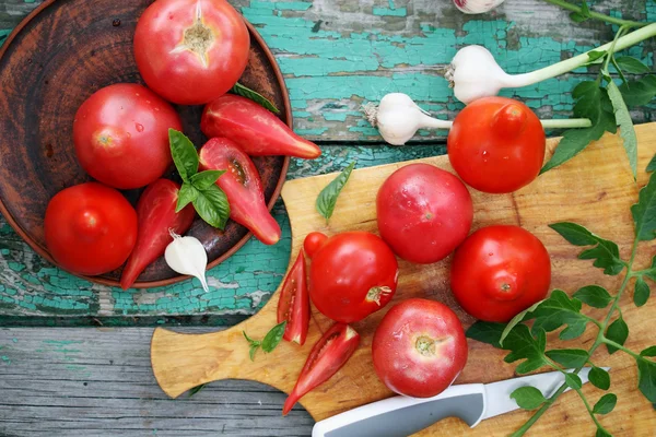 Tomates suculentos, vista superior — Fotografia de Stock