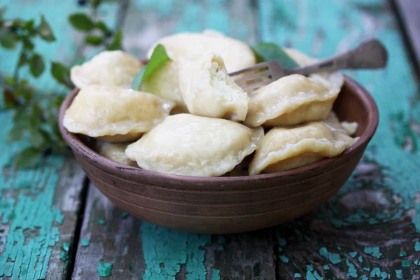 Dumplings with cottage cheese, close-up — Stock Photo, Image