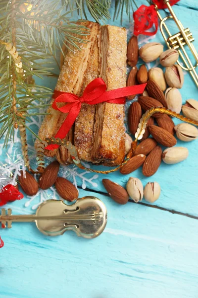 Cookies sugar sticks with nuts — Stock Photo, Image