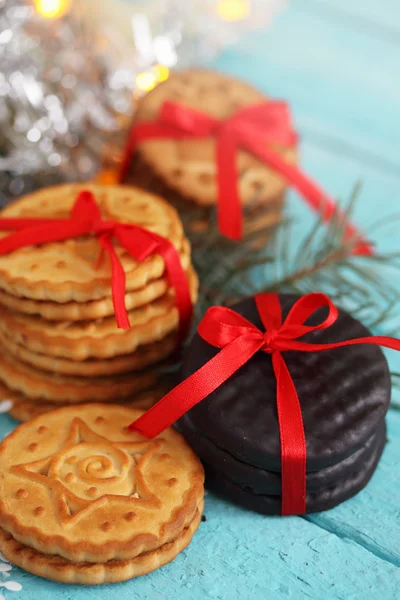 Stack of cookies. Christmas background. — Stock Photo, Image