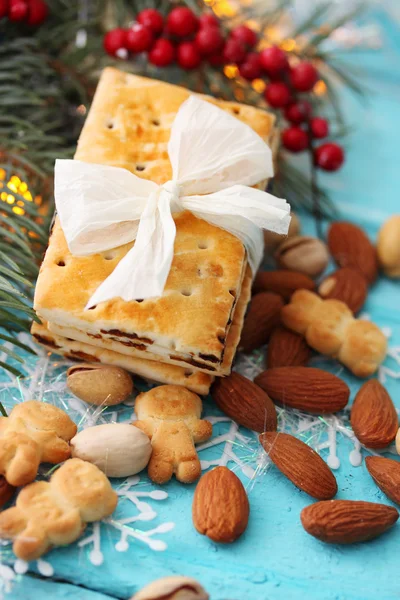 Galletas festivas con pasas, vista superior — Foto de Stock